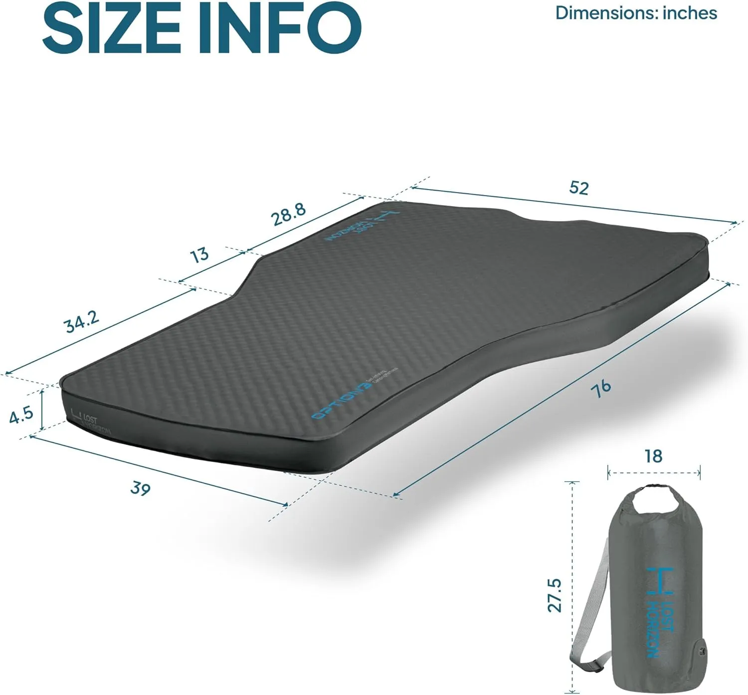 LOSTHORIZON Camping Air Mattress with Foam for Tesla, Self Inflating Sleeping Pad with Air Pump, 4.5" Thick, R-Value 13, Model Y