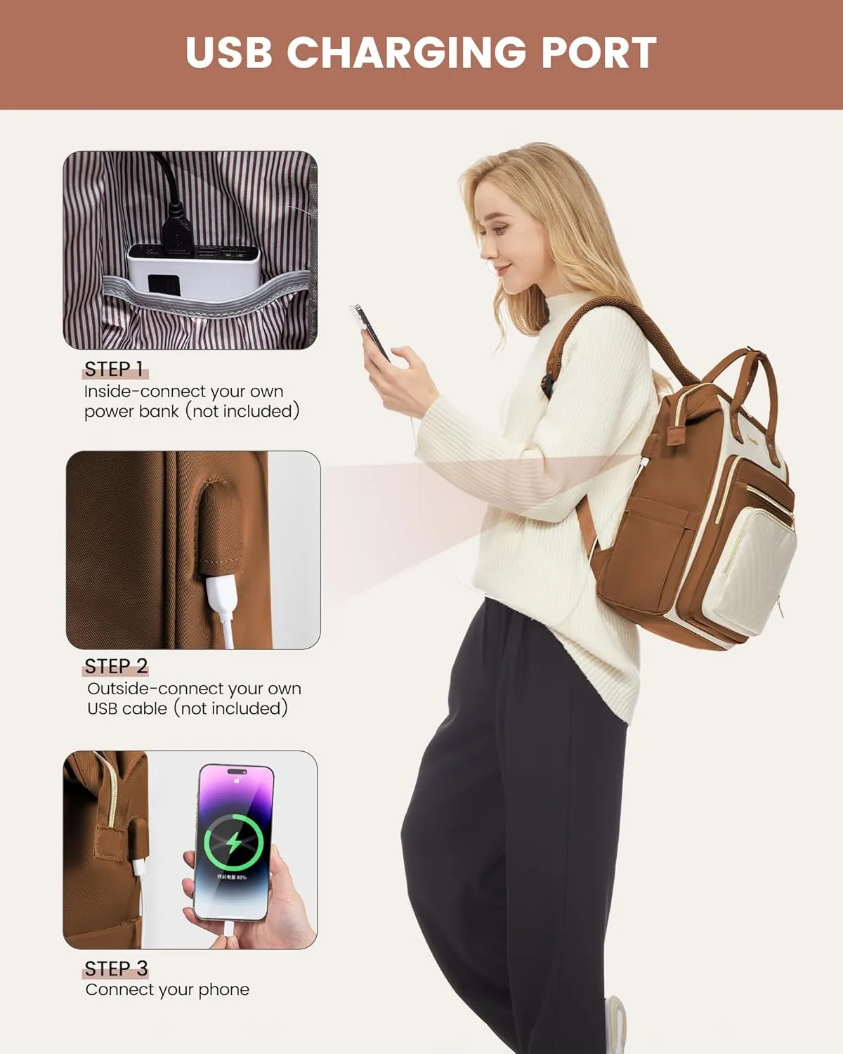 LOVEVOOK 15.6 Inch Laptop Backpack for Women,Travel Work Backpack Purse with USB Port,Large Capacity Nurse Bag Teacher Backpack,Waterproof Casual Daypack Business Computer Bag