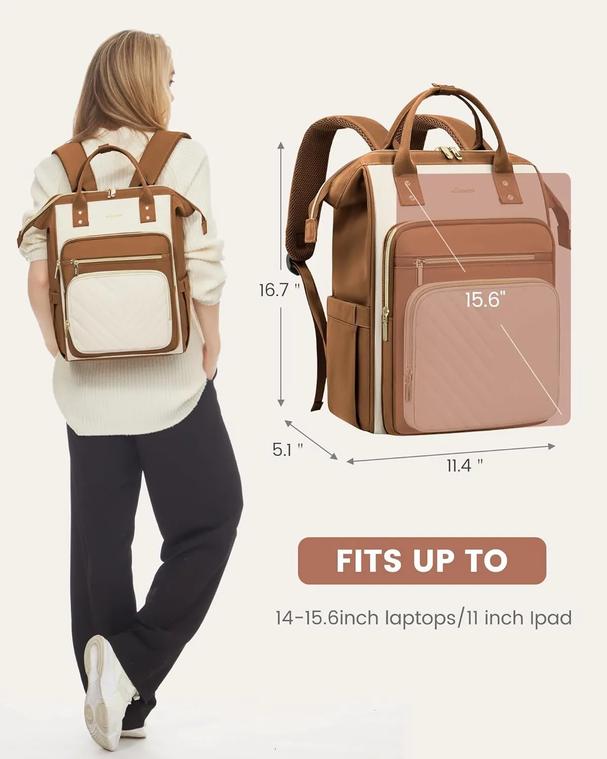 LOVEVOOK 15.6 Inch Laptop Backpack for Women,Travel Work Backpack Purse with USB Port,Large Capacity Nurse Bag Teacher Backpack,Waterproof Casual Daypack Business Computer Bag