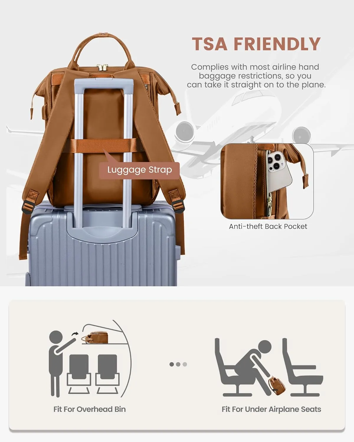 LOVEVOOK 15.6 Inch Laptop Backpack for Women,Travel Work Backpack Purse with USB Port,Large Capacity Nurse Bag Teacher Backpack,Waterproof Casual Daypack Business Computer Bag