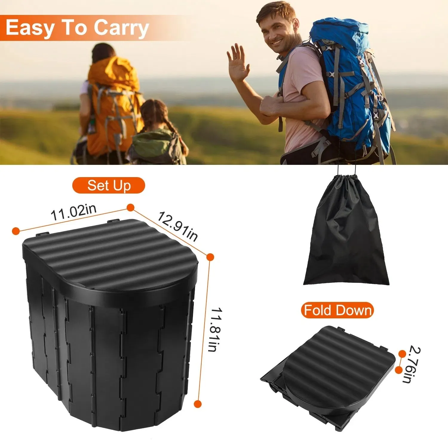 LunaLulinlk Collapsible Lid 1 Christmas sale Garbage Roll with Emergency Bag Simple Toilet