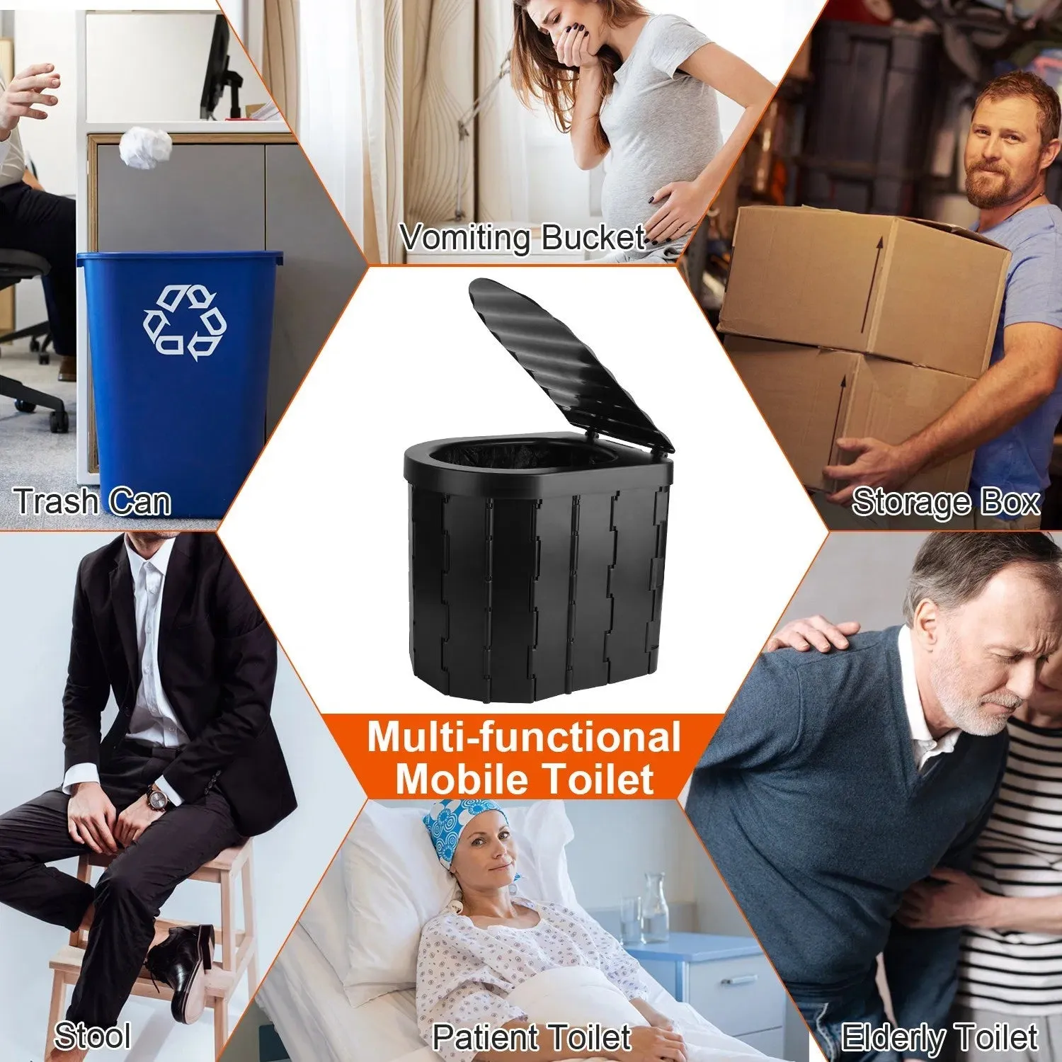 LunaLulinlk Collapsible Lid 1 Christmas sale Garbage Roll with Emergency Bag Simple Toilet