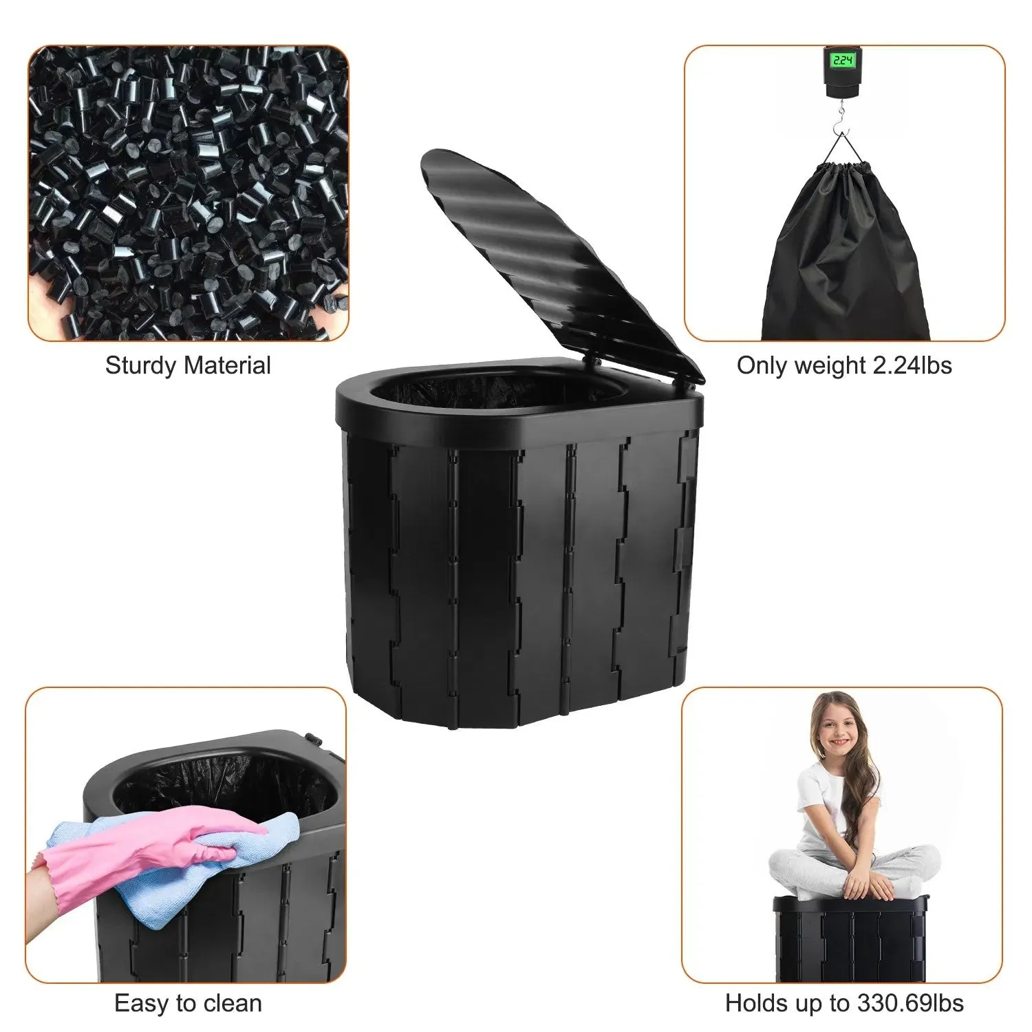 LunaLulinlk Collapsible Lid 1 Christmas sale Garbage Roll with Emergency Bag Simple Toilet