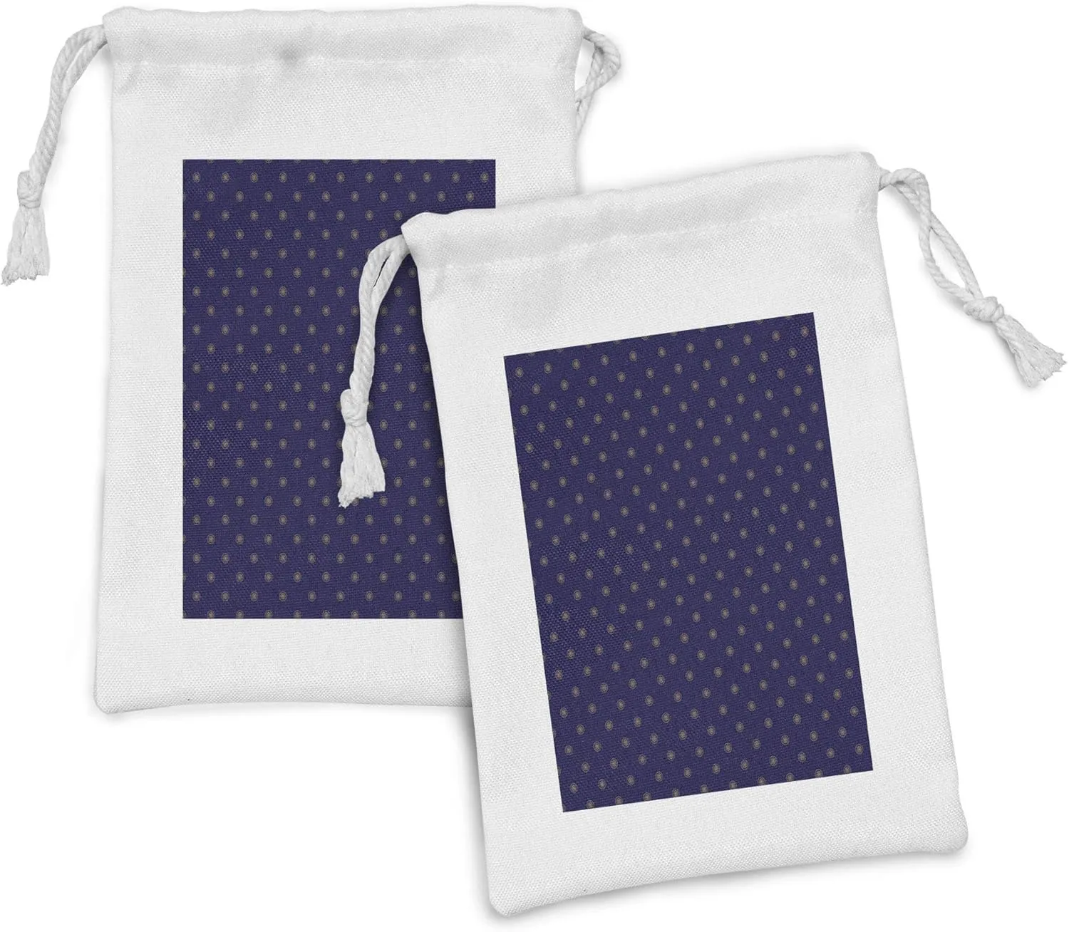 Lunarable Compass Rose Fabric Pouch Set of 2, Navigation Themed Vintage Gears Tools in Dark Tones Illustration, Small Drawstring Bag for Toiletries Masks and Favors, 9" x 6", Indigo and Dark Mustard