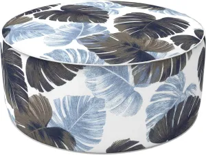 LVTXIII Indoor/Outdoor Inflatable Ottoman, All Weather Round Footrest Stool D21”x H9”, Portable for Patio Garden Camping or Home-Big Leaves