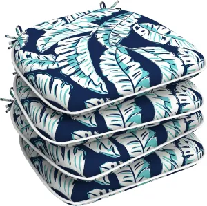 LVTXIII Patio Seat Cushions D16 x W17 Inches Outdoor Chair Pads All Weather Chair Cushions for Garden Patio Furniture Chair Home Set of 4 -Baltic Palms White