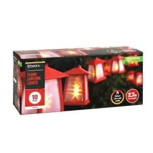 Lytworx 2.7m 100 LED Flame Lantern Solar Lights - 10 pack