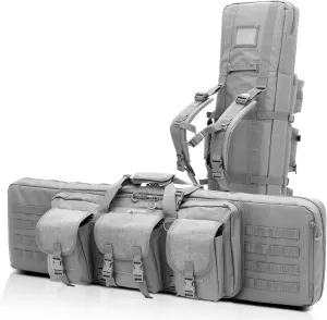 MADOG 47 inch Double Rifle Bag Soft Pistol Cases Long Portable Tactical Shotgun Backpack for Shooting Hunting Carrying, Gray