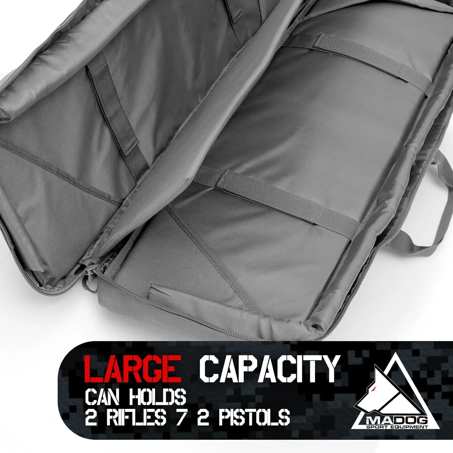 MADOG 47 inch Double Rifle Bag Soft Pistol Cases Long Portable Tactical Shotgun Backpack for Shooting Hunting Carrying, Gray