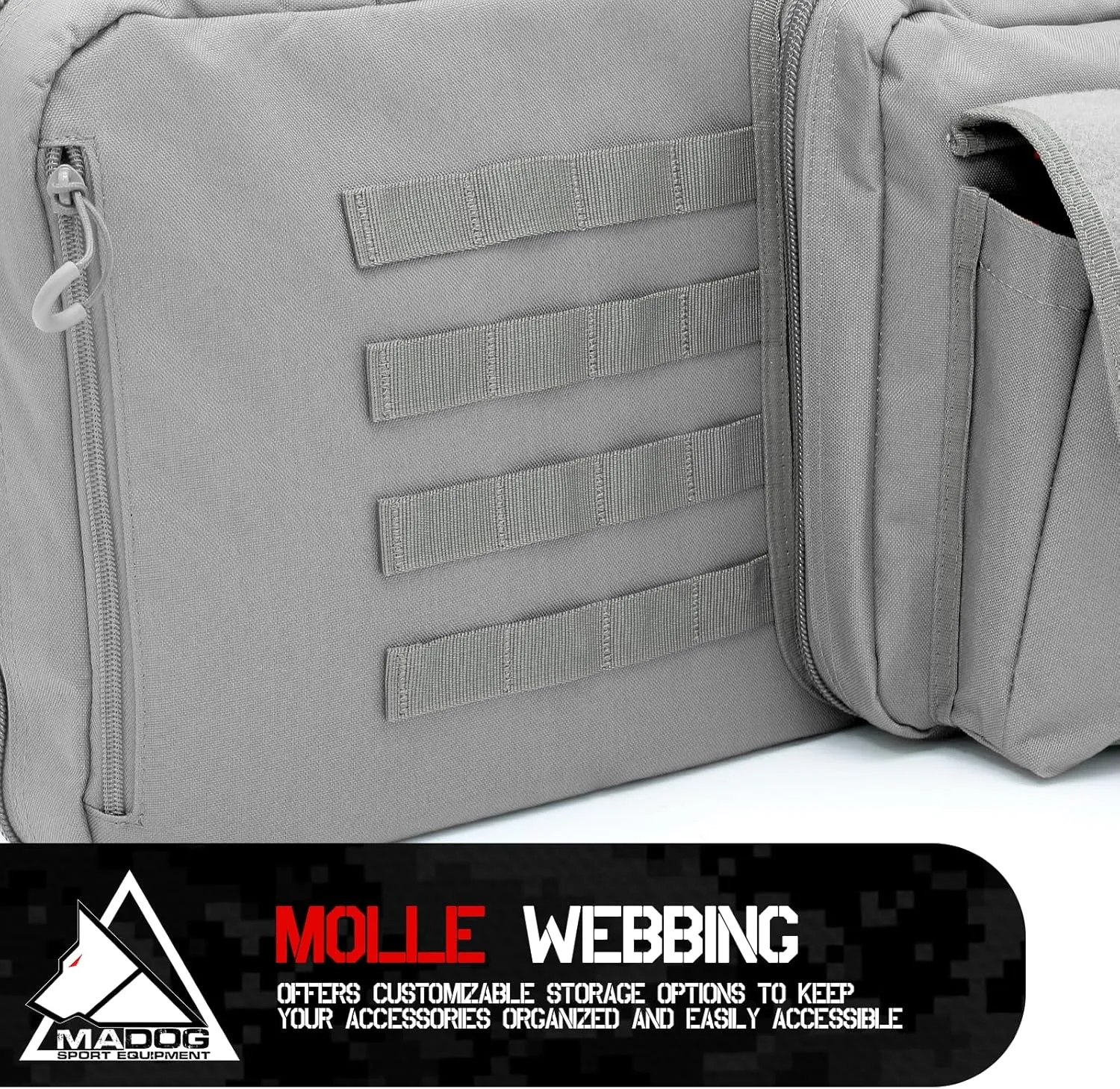 MADOG 47 inch Double Rifle Bag Soft Pistol Cases Long Portable Tactical Shotgun Backpack for Shooting Hunting Carrying, Gray