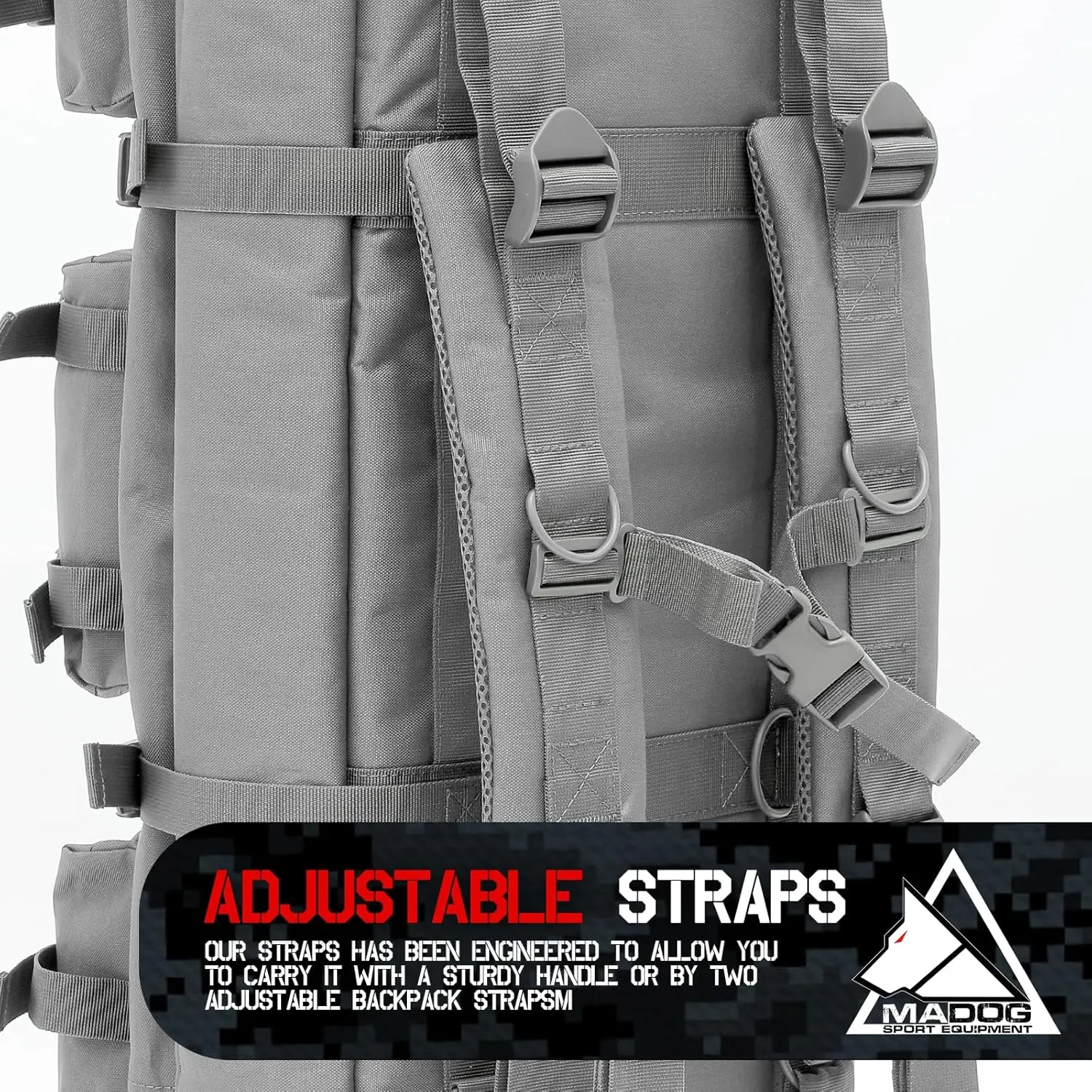 MADOG 47 inch Double Rifle Bag Soft Pistol Cases Long Portable Tactical Shotgun Backpack for Shooting Hunting Carrying, Gray