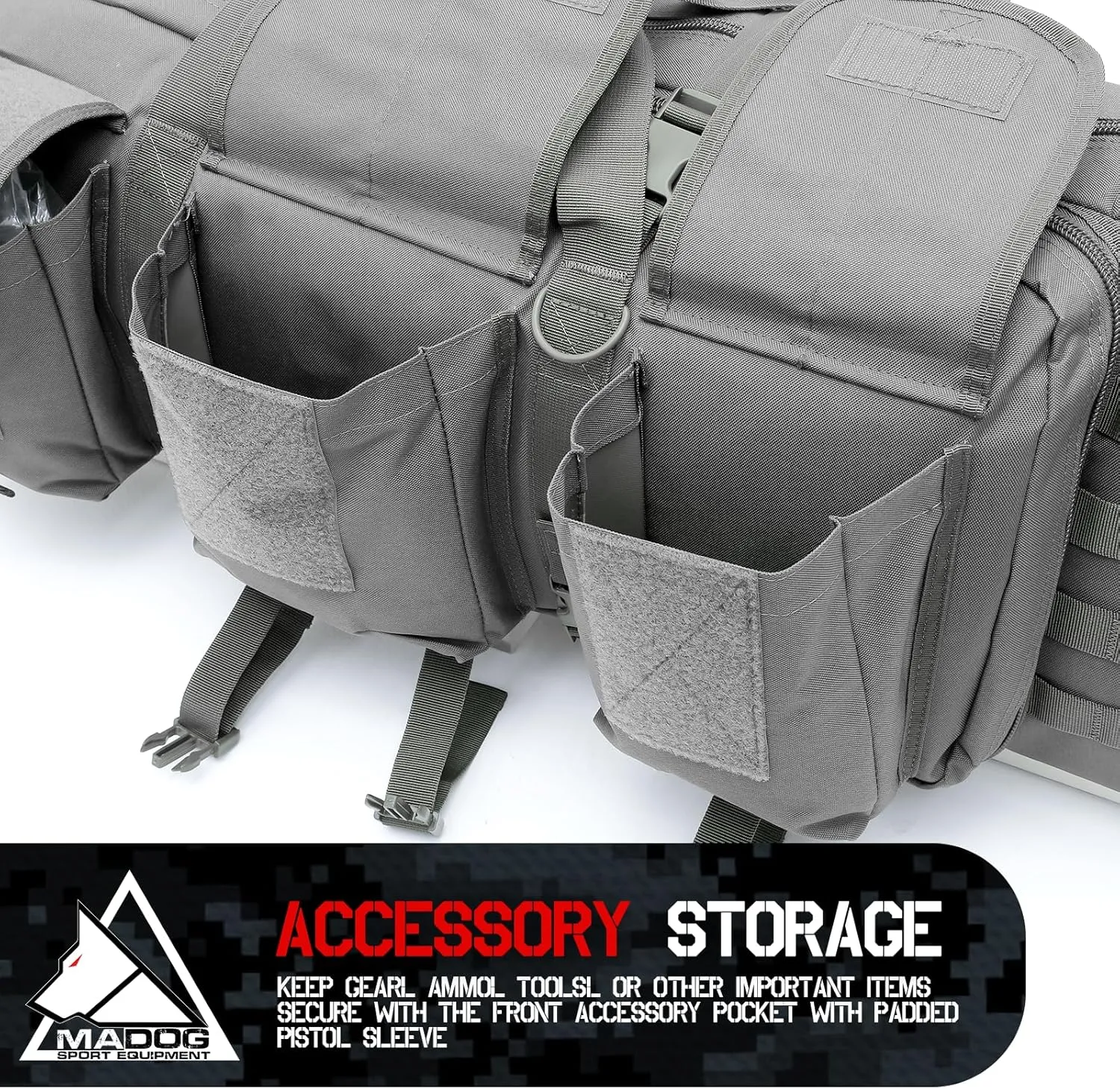 MADOG 47 inch Double Rifle Bag Soft Pistol Cases Long Portable Tactical Shotgun Backpack for Shooting Hunting Carrying, Gray