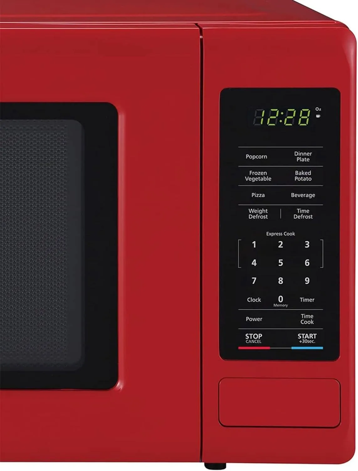 Magic Chef 0.9 Cubic Feet 900 Watt Small Stainless Countertop Microwave Oven for Compact Spaces w/ 6 Pre Programmed Cooking Modes, Red