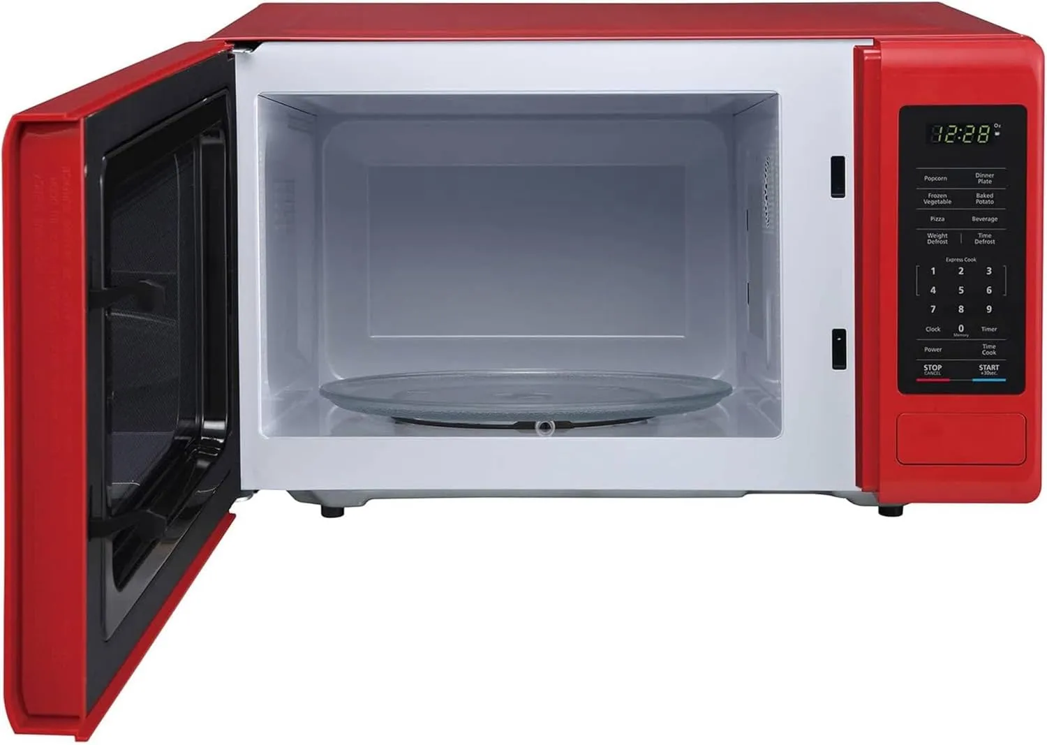 Magic Chef 0.9 Cubic Feet 900 Watt Small Stainless Countertop Microwave Oven for Compact Spaces w/ 6 Pre Programmed Cooking Modes, Red