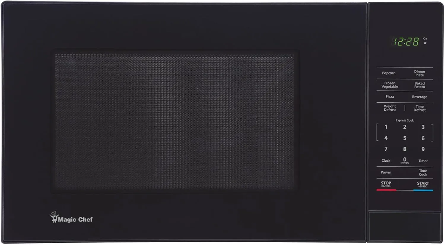 Magic Chef Compact Countertop Microwave Oven, 1000 Watts, Black, 1.1 Cu. Ft. - Digital Kitchen Appliance with One-Touch Cooking, Child Lock, Timer, Reheat, Defrost and 10 Power Levels