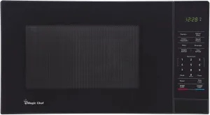 Magic Chef Compact Countertop Microwave Oven, 1000 Watts, Black, 1.1 Cu. Ft. - Digital Kitchen Appliance with One-Touch Cooking, Child Lock, Timer, Reheat, Defrost and 10 Power Levels