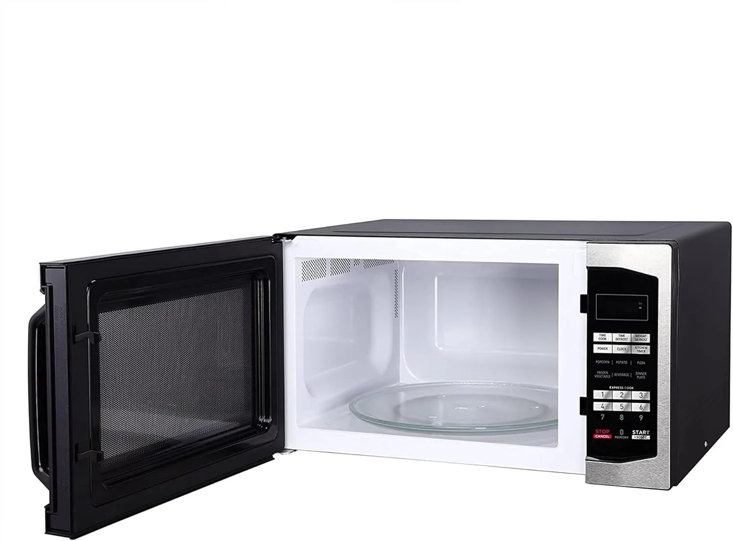 Magic Chef Compact Countertop Microwave Oven, 1,100 Watts, Stainless Steel, 1.6 Cu. Ft. - Digital Kitchen Appliance with One-Touch Cooking, Child Lock, Timer, Reheat, Defrost, and 10 Power Levels