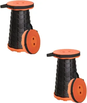 Magik 1-2 Pcs Lightweight Retractable Folding Stool Telescoping Camping Chair ABS (2 Pack)
