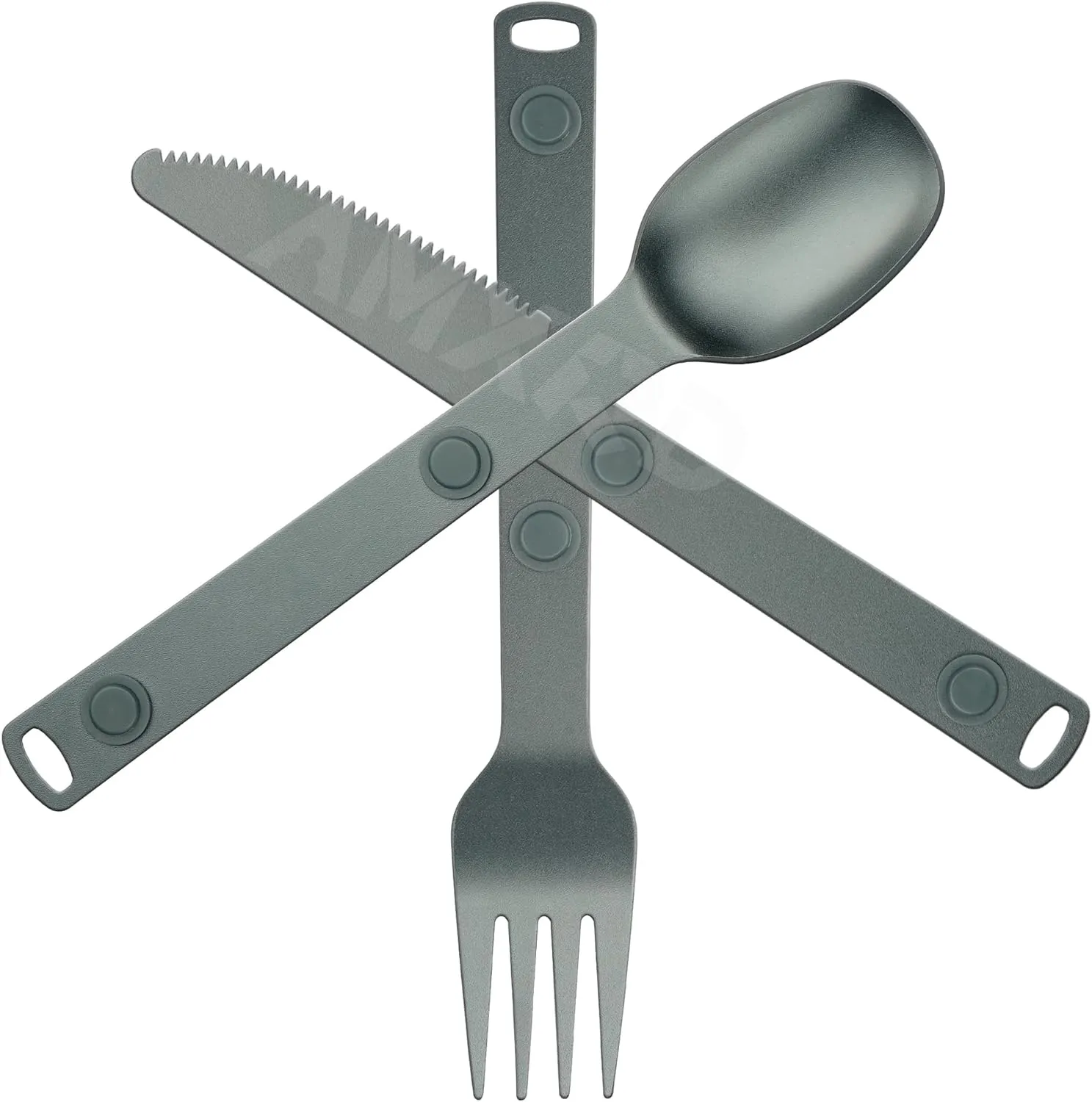 Magnetic Camping Utensils Set, Knife, Fork & Spoon Cutlery Set, Portable & Reusable Metal Aluminum Travel Flatware, Gray