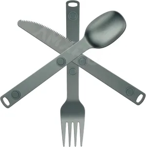 Magnetic Camping Utensils Set, Knife, Fork & Spoon Cutlery Set, Portable & Reusable Metal Aluminum Travel Flatware, Gray