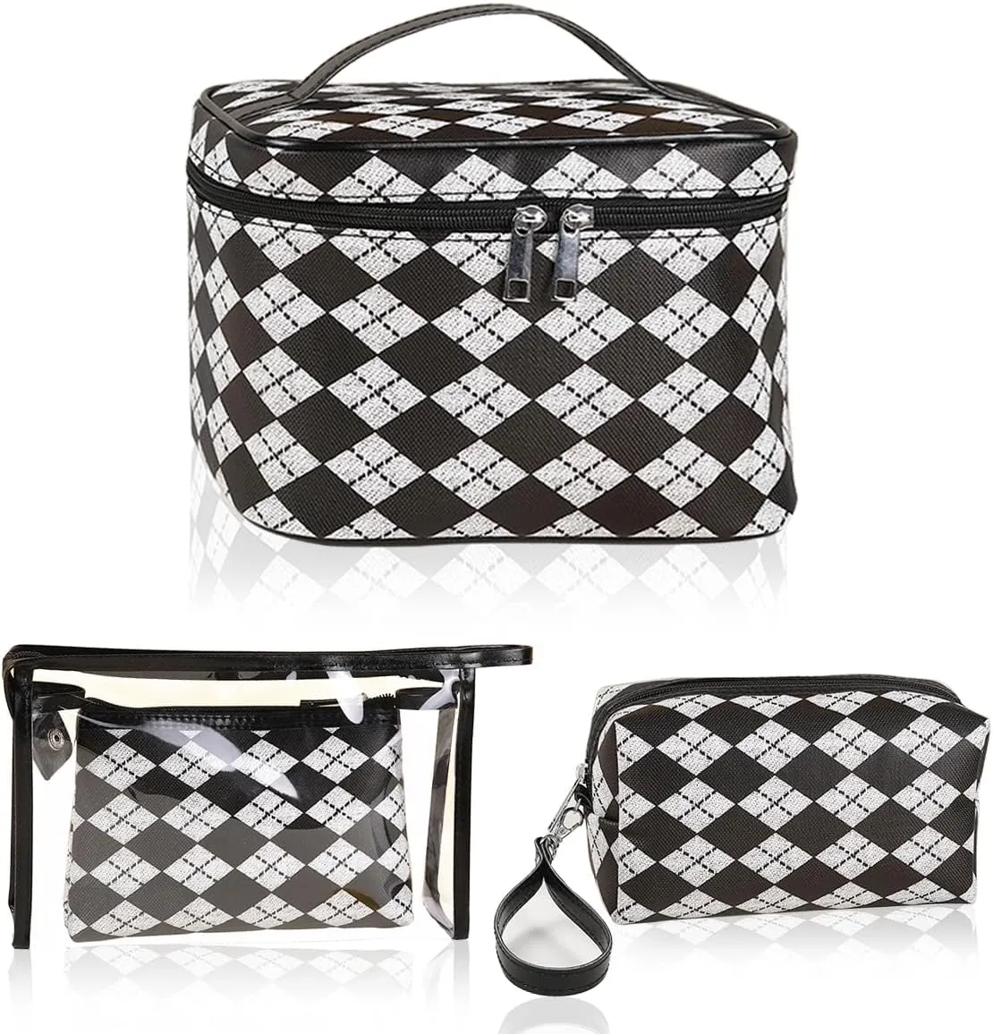 Makeup Bag 4 Pcs Waterproof Cosmetic Bag Set Portable Travel Cosmetic Bag Multifunction Organizer Storage Bag Toiletry Bag forWomen and Girls (BLACK)