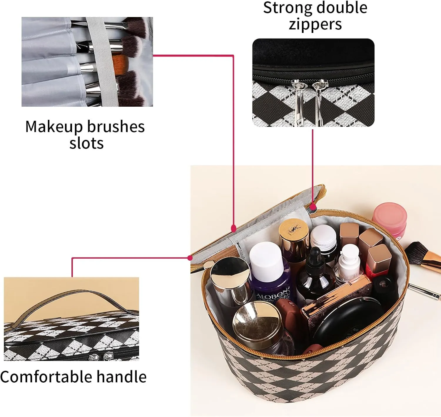 Makeup Bag 4 Pcs Waterproof Cosmetic Bag Set Portable Travel Cosmetic Bag Multifunction Organizer Storage Bag Toiletry Bag forWomen and Girls (BLACK)