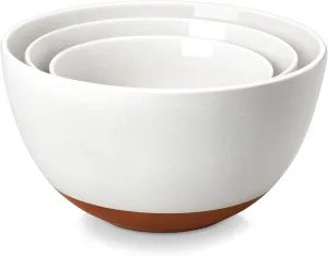 MALACASA Ceramic Large Mixing Bowls, Large Serving Bowls for Cooking, Prepping, Baking, Salad, Soup, Popcorn, Pasta, Nesting Bowls Set of 3, 4.38/2.5/1.44 Qt, Oven, Microwave and Dishwasher Safe