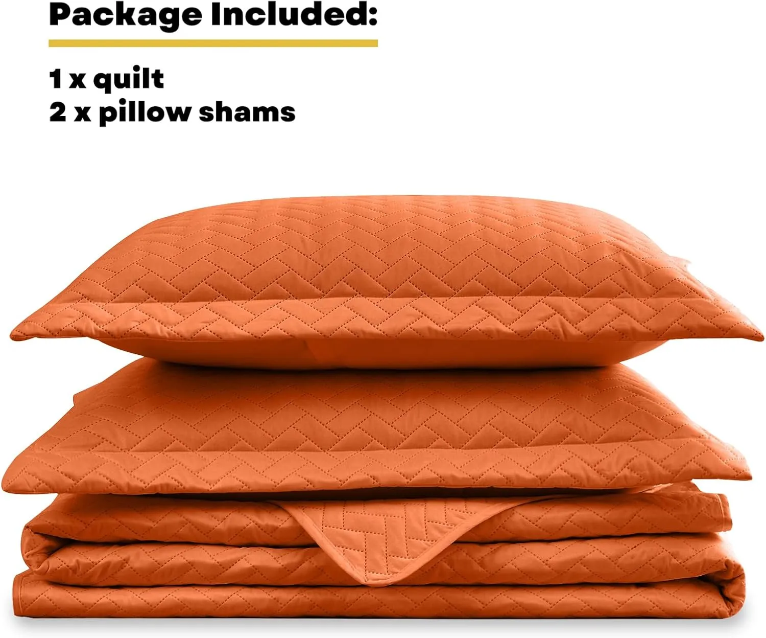 Maple&Stone Quilt Set King Size, Burnt Orange Lightweight Bedspread Ultrasonic Chevron Pattern Light Coverlet for All Season Comforter Bedding Decor - 3 Piece King Bed Cover Sets
