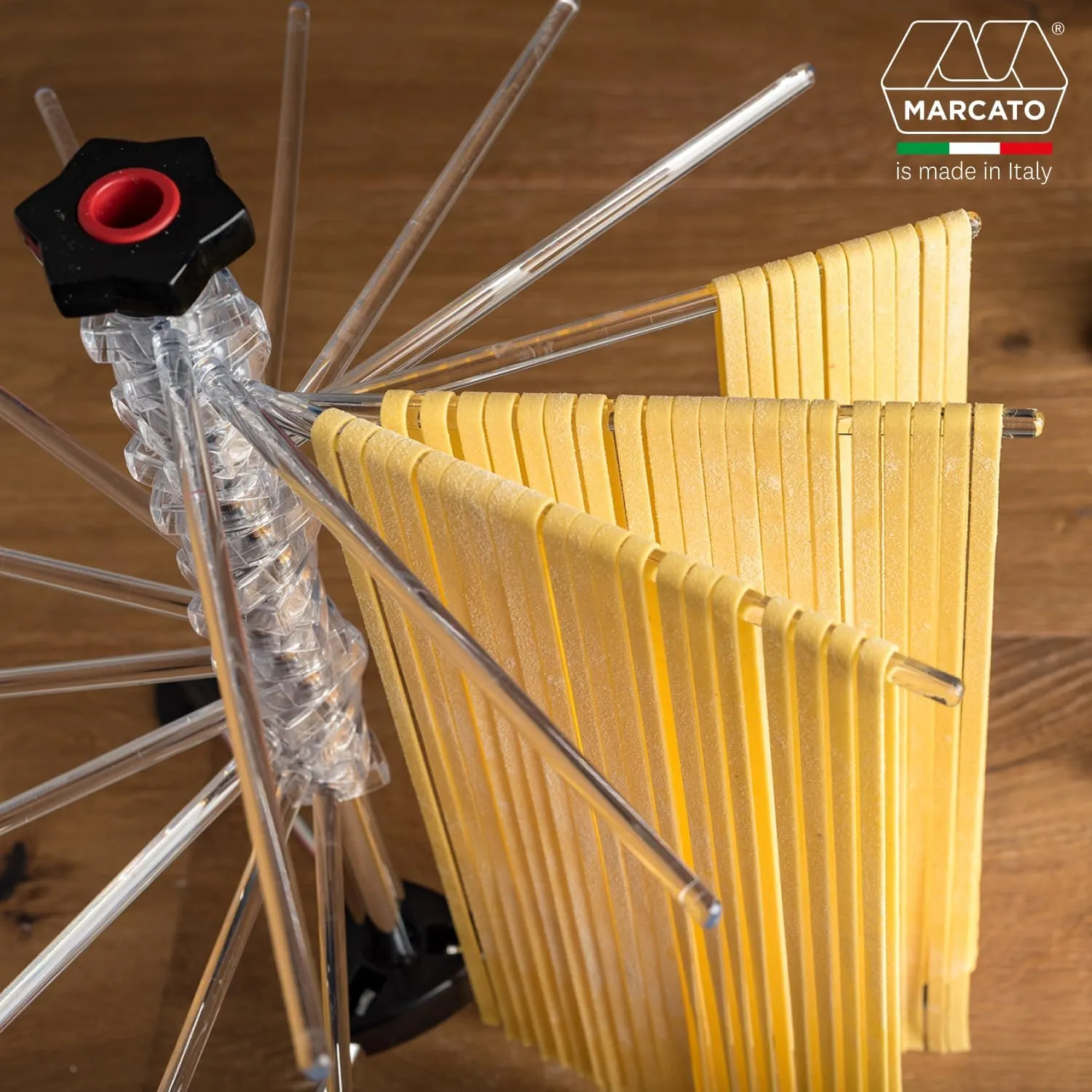 MARCATO Atlas Pasta Drying Rack, Tacapasta, Made in Italy, Steel and Polycarbonate, Collapsible, Clear