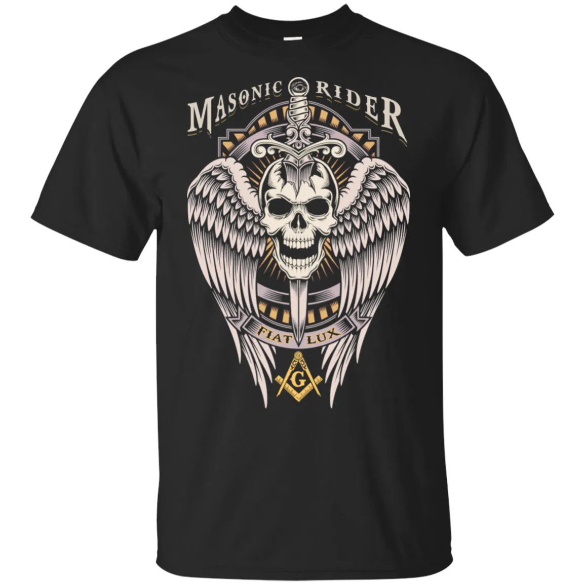 Masonic Rider Winged Skull With Sword Freemason Freemason Square & Compass