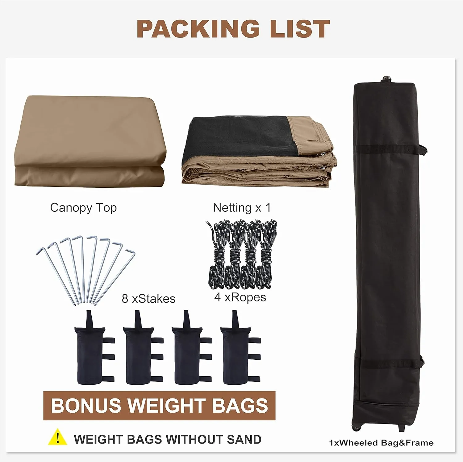 MASTERCANOPY Pop-Up Quick Setup Outdoor Canopy with Netting Screen Walls (10x10, Khaki)