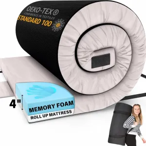 Matrix Comfort-Cell Memory Foam Camping Mattress Pad, Portable Foam Sleeping Pad for Camping, Roll up Sleeping Mat for Adults Floor Mattress Guest Floor Bed for Sleepover, Car, Tent SUV Cot Mattress