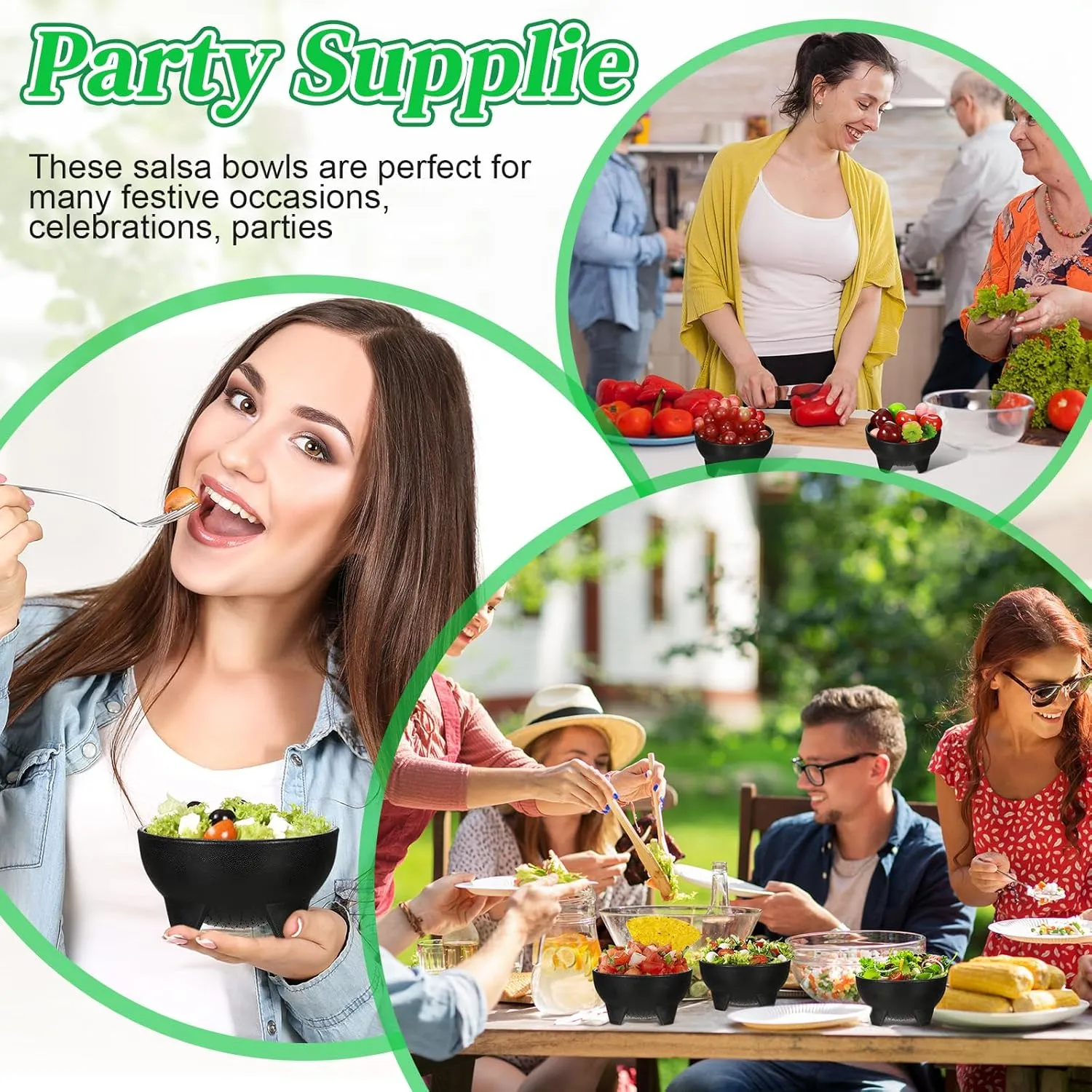 Maxcheck 12 Pcs Salsa Bowls for Party 4.5" Diameter, Plastic Mexican Salsa Bowls Guacamole Cute Chips and Food Serving Dish for Party Fiesta Chip Dish food Candy(Black)