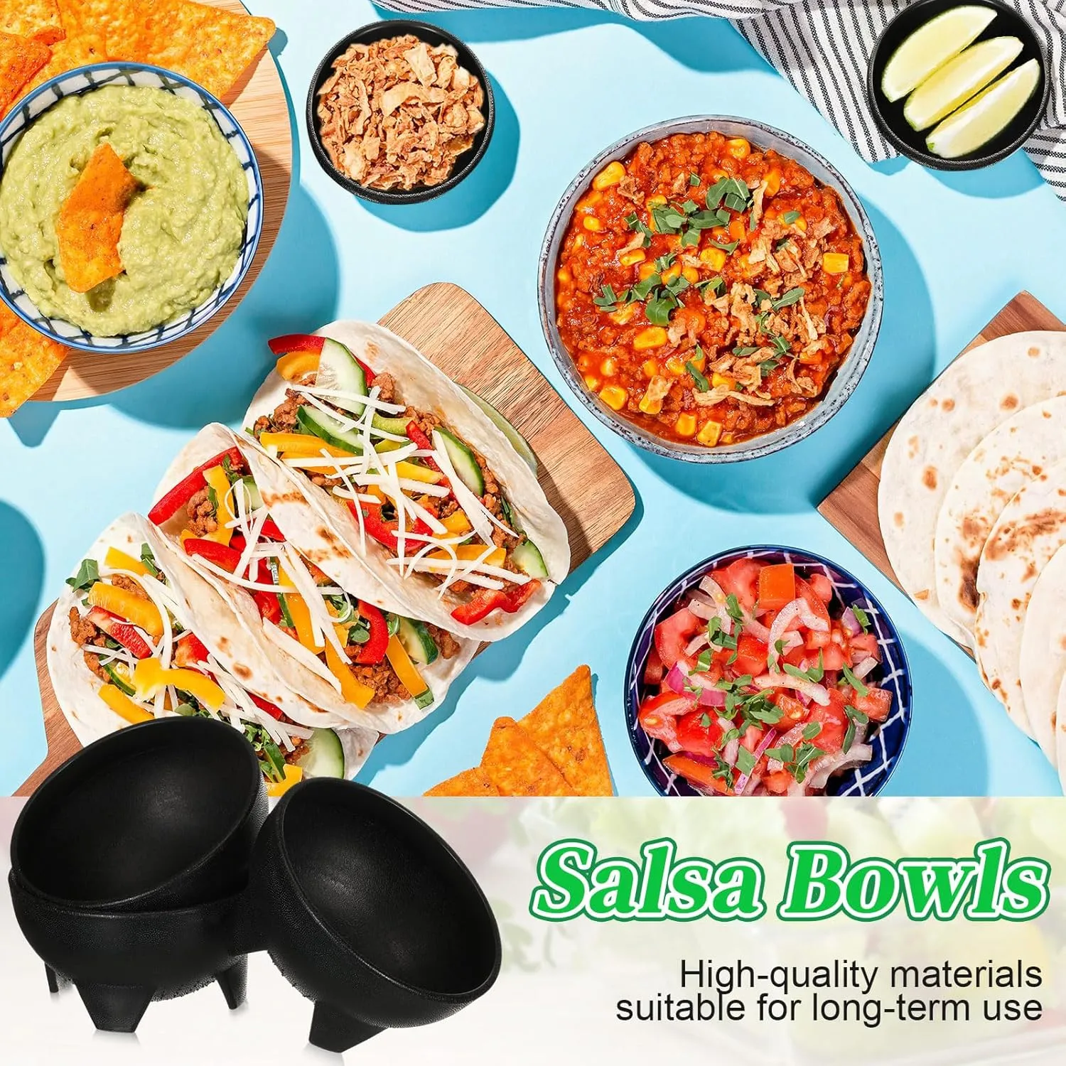 Maxcheck 12 Pcs Salsa Bowls for Party 4.5" Diameter, Plastic Mexican Salsa Bowls Guacamole Cute Chips and Food Serving Dish for Party Fiesta Chip Dish food Candy(Black)
