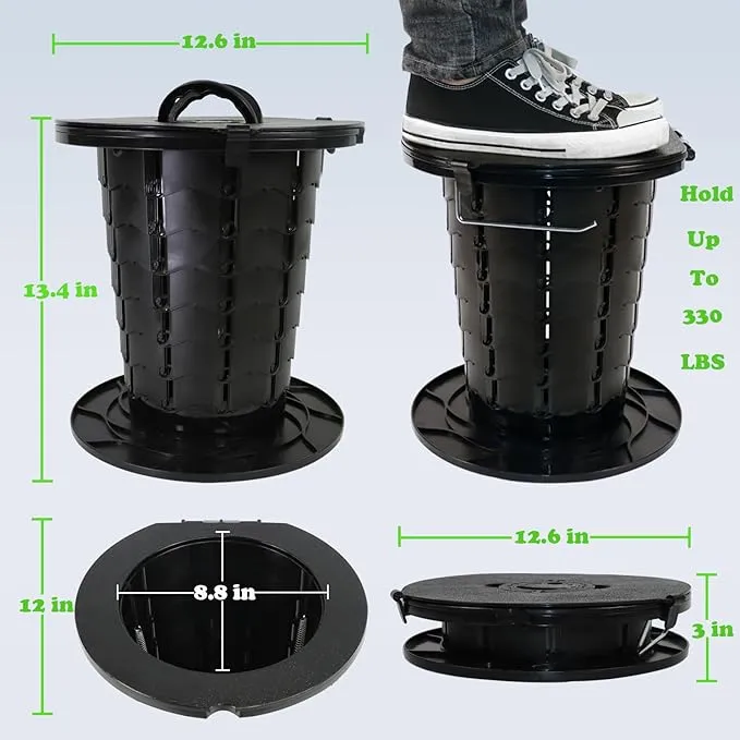 MEETSUN Portable Toilet for Camping,Camping Toilet Portable Hold Up 330Lbs. Adjustable Height Foldable Camp Toilet,Portable Potty for Emergency Situations,Traffic Jams,Camping,Boat.No Light Version.
