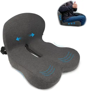 Memory Foam Seat Cushion,Office Chair Cushion with Lumbar Support for Back Pressure Relief, Car Seat Cushion with Adjustable Strap,Sciatica Pad Cushions for Car,Truck, Desk,Gaming Chair