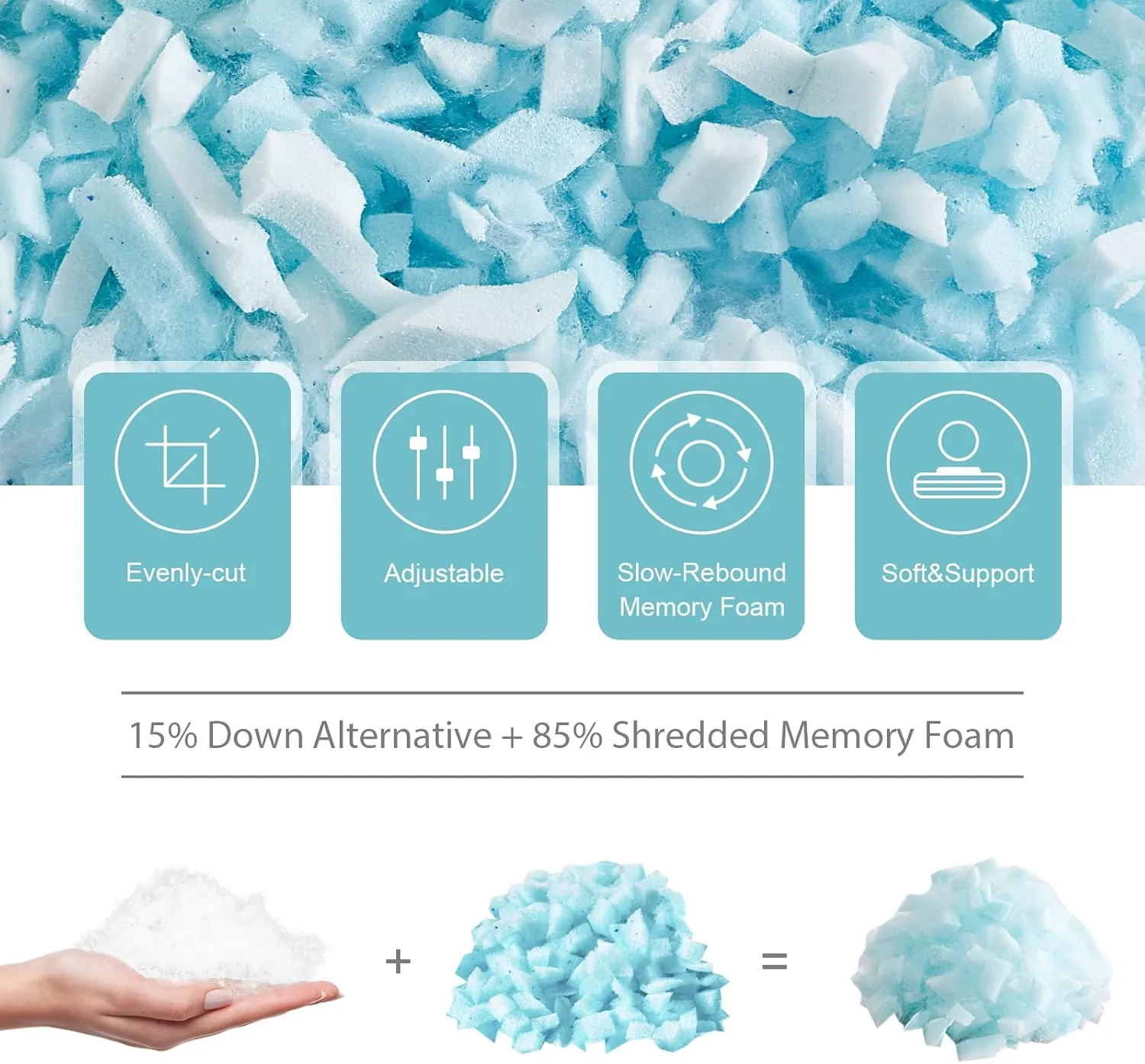 Meoflaw Cooling Pillows Queen Size Set of 2,Shredded Memory Foam Bed Pillows for Sleeping,Queen Pillows for Back & Side Sleepers,Adjustable Queen Size with Washable Cover