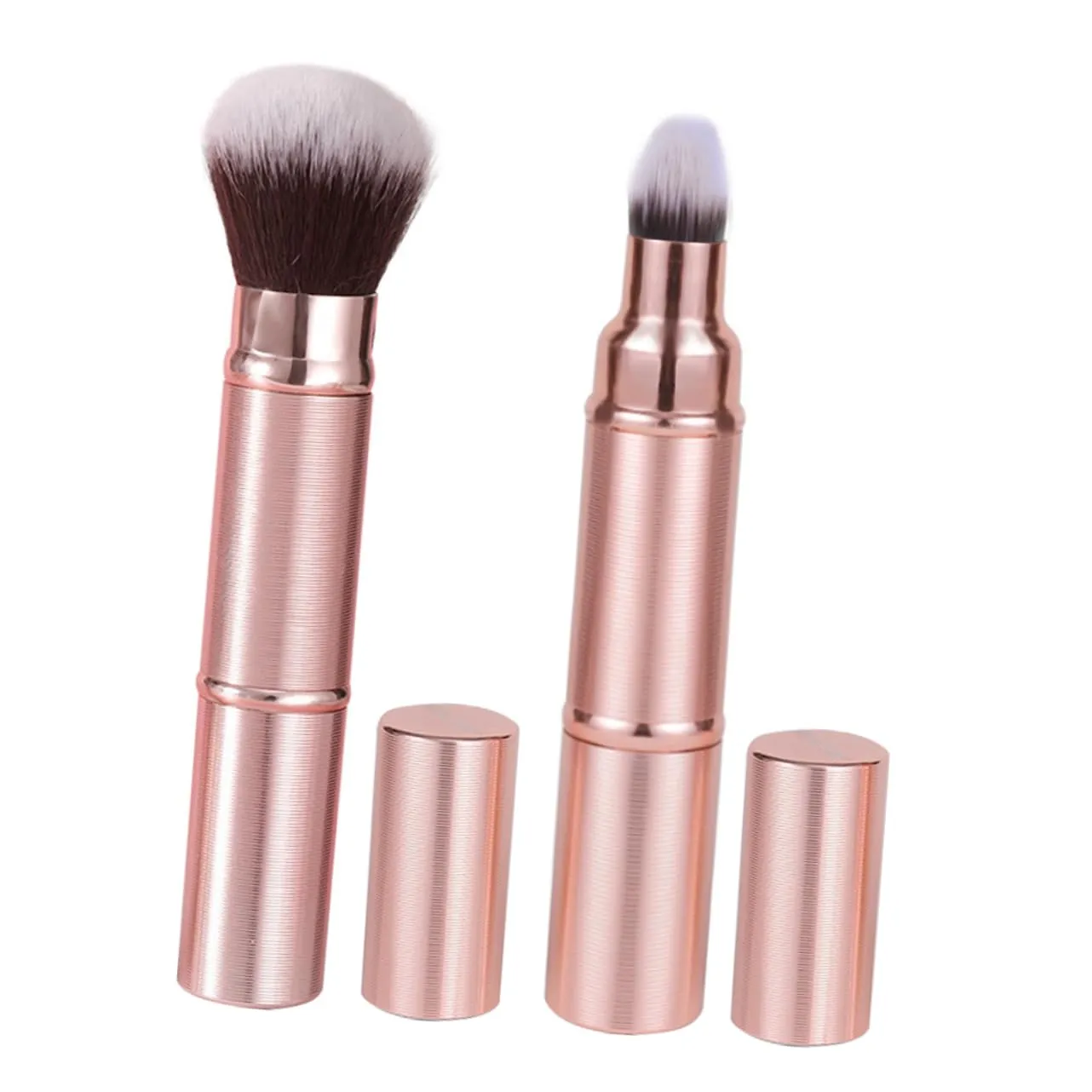 MERRYHAPY Retractable Eye Makeup Brushes Double-sided Makeup Brush Holder with Cap for Bronzer and Blush