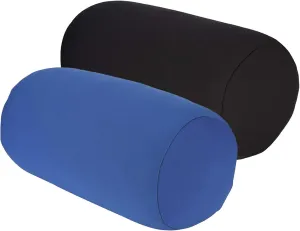 Microbead Bolster Pillow 2 Pcs Cylindrical Bean Bag Throw Pillows for Neck, Back & Arm Support 11.8x6.3 Inch Squishy Travel Pillows for Car, Plane, Recliner & Sleeping (Black   Blue)