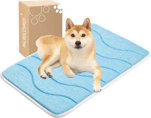 MICROCOSMOS 0.8" Thick Cooling Dog Foam Pad & Summer Pet Sleeping Mat, Machine Washable, Materials Safe, Portable Flat Pet Bed for Dogs.(Sky Blue, 30" x 19")