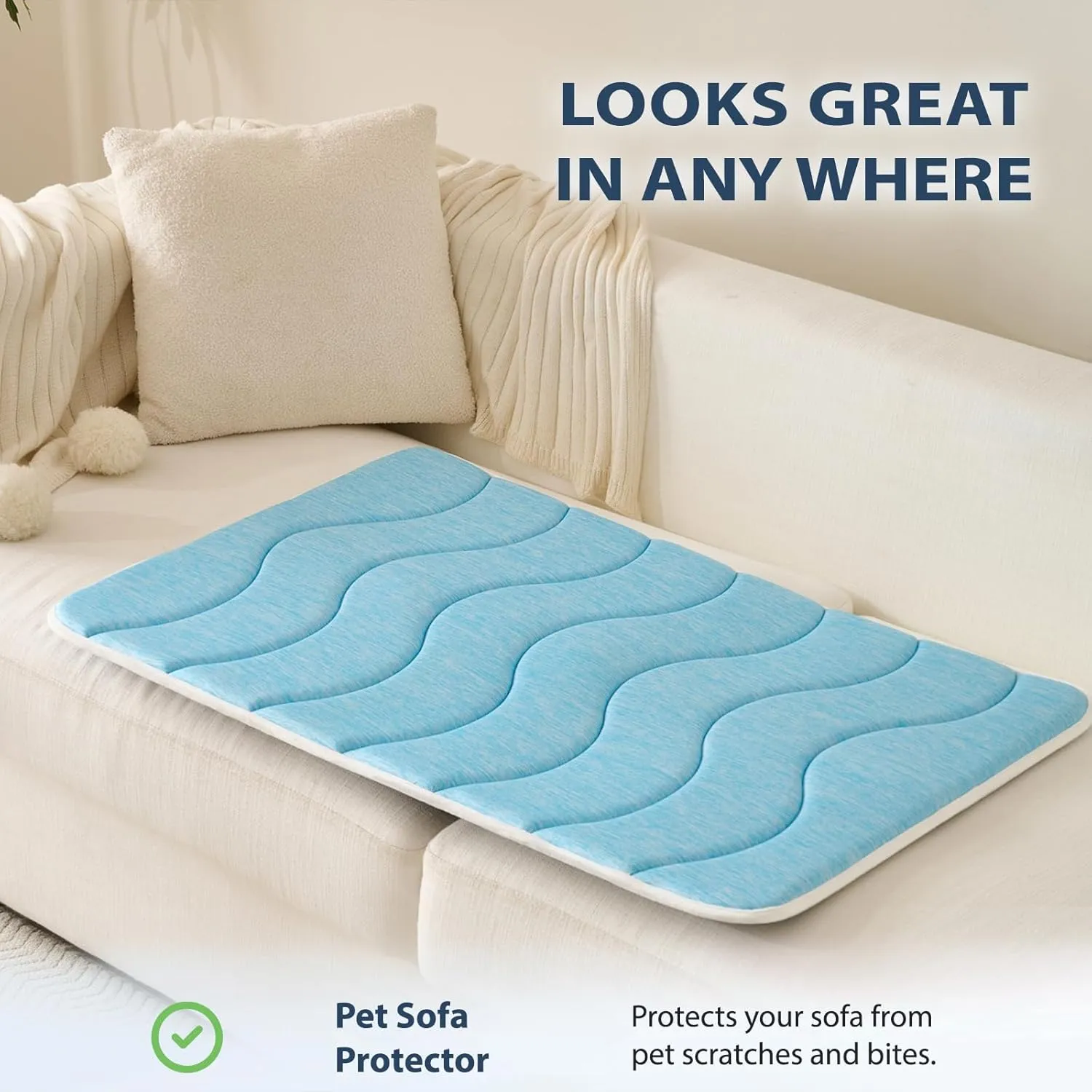 MICROCOSMOS 0.8" Thick Cooling Dog Foam Pad & Summer Pet Sleeping Mat, Machine Washable, Materials Safe, Portable Flat Pet Bed for Dogs.(Sky Blue, 30" x 19")