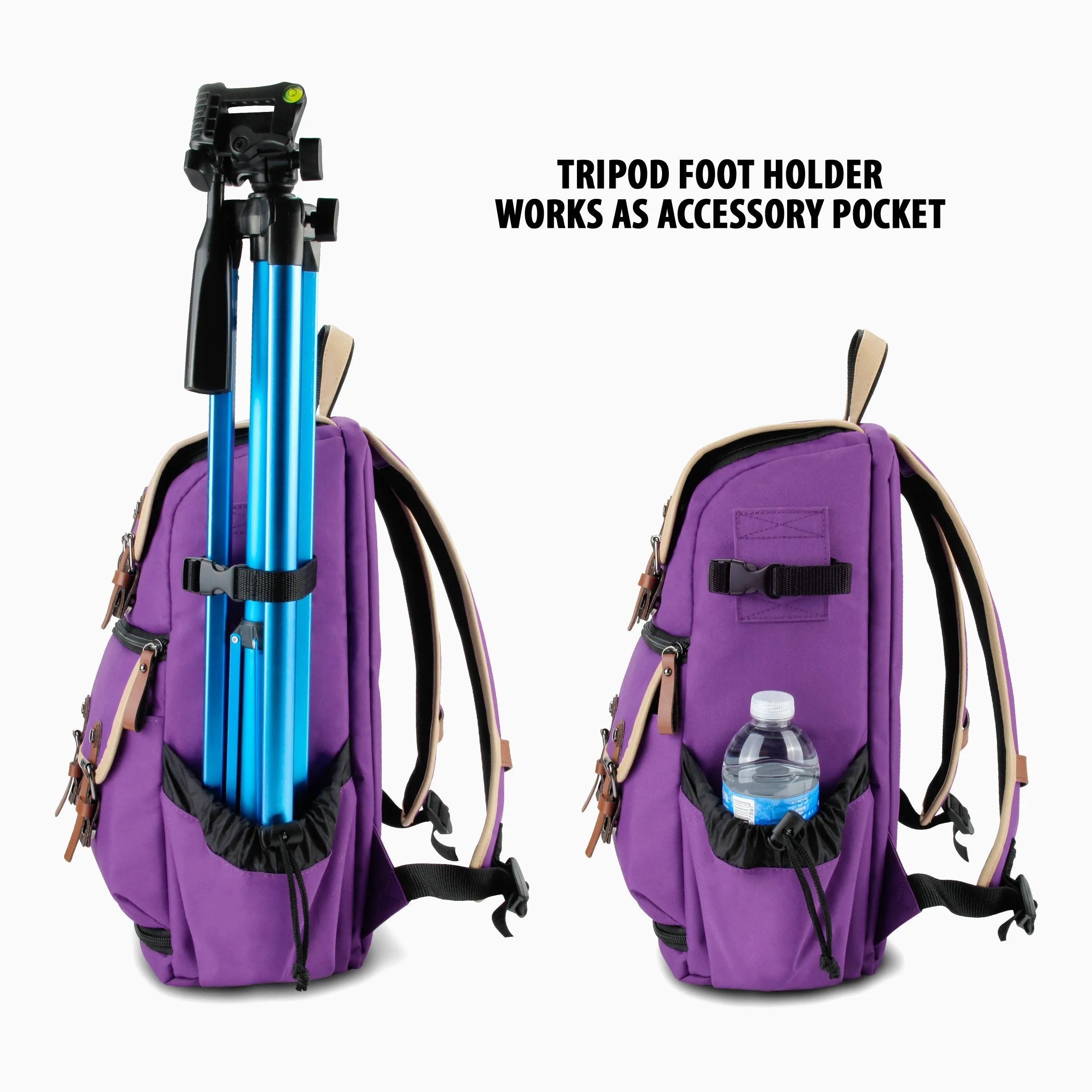 Mid volume Digital SLR Camera Backpack Purple with Tablet Compartment