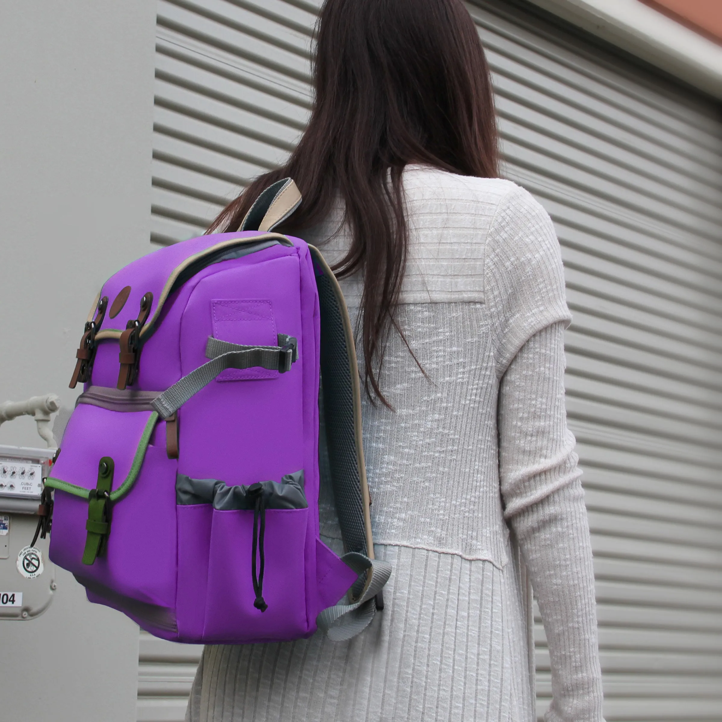 Mid volume Digital SLR Camera Backpack Purple with Tablet Compartment