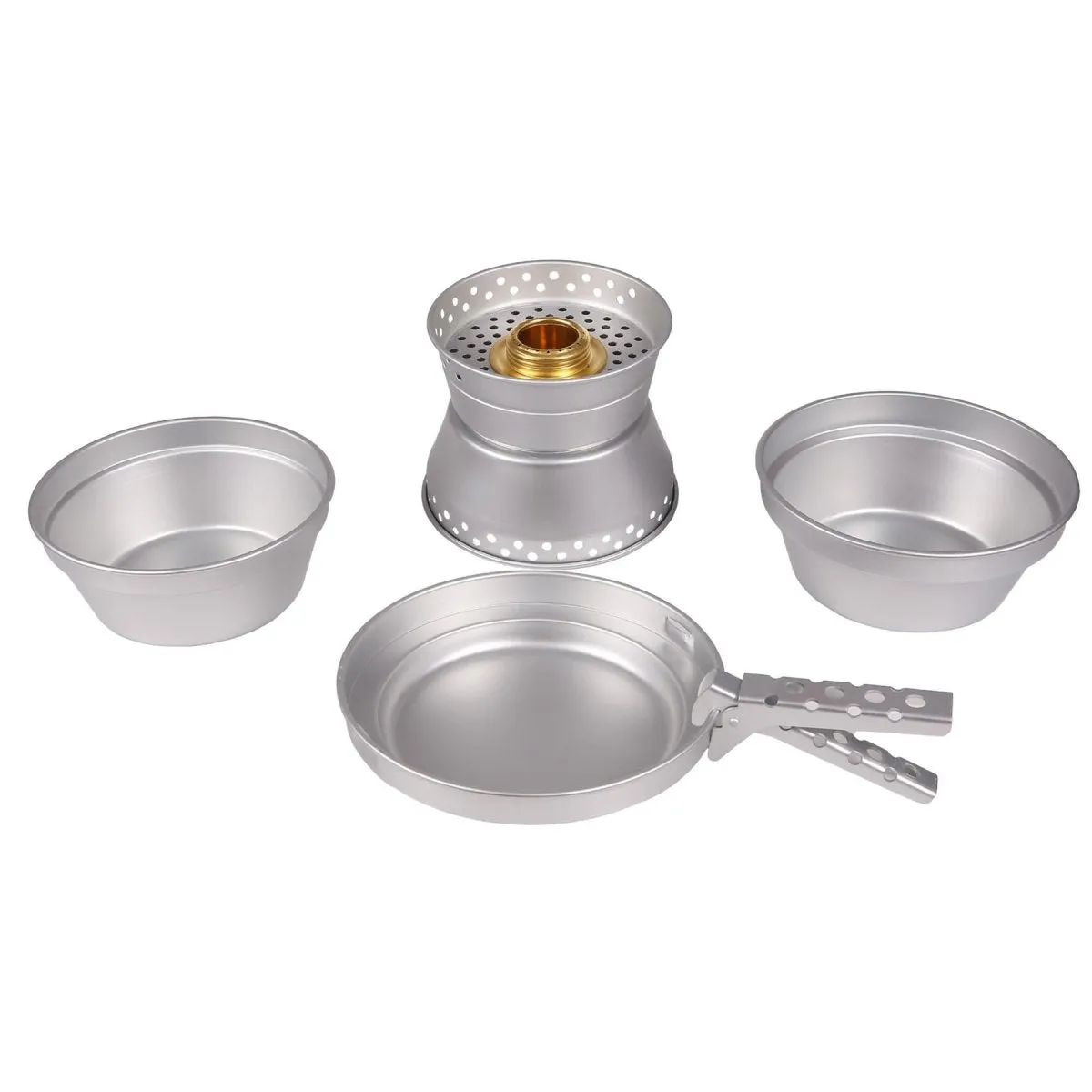MIL-TEC aluminum cooking stove set hiking cookware compact camping pan pot bowl