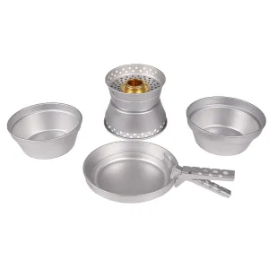 MIL-TEC aluminum cooking stove set hiking cookware compact camping pan pot bowl