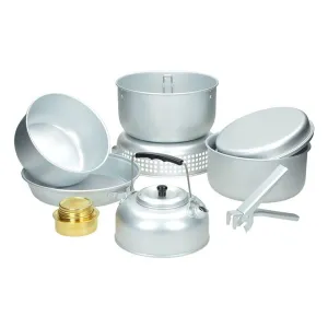 MIL-TEC camping stove set outdoor cookware kit alcohol burner aluminum pot pan