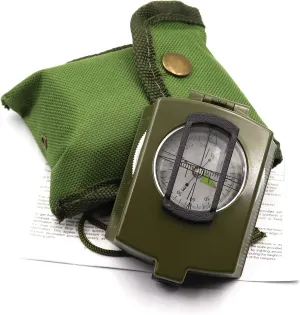 Military Compass Metal Sighting Lensatic Compass, Night Fluorescent, Impact Resistant and Waterproof, Survival Navigation Compass for Hiking, Camping, Hunting, Backpacking