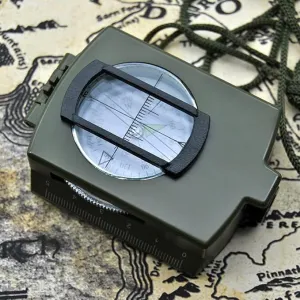 Military Lensatic Sighting Compass Waterproof and Shakeproof with Map Measurer Distance Calculator, Pouch for Camping, Hiking