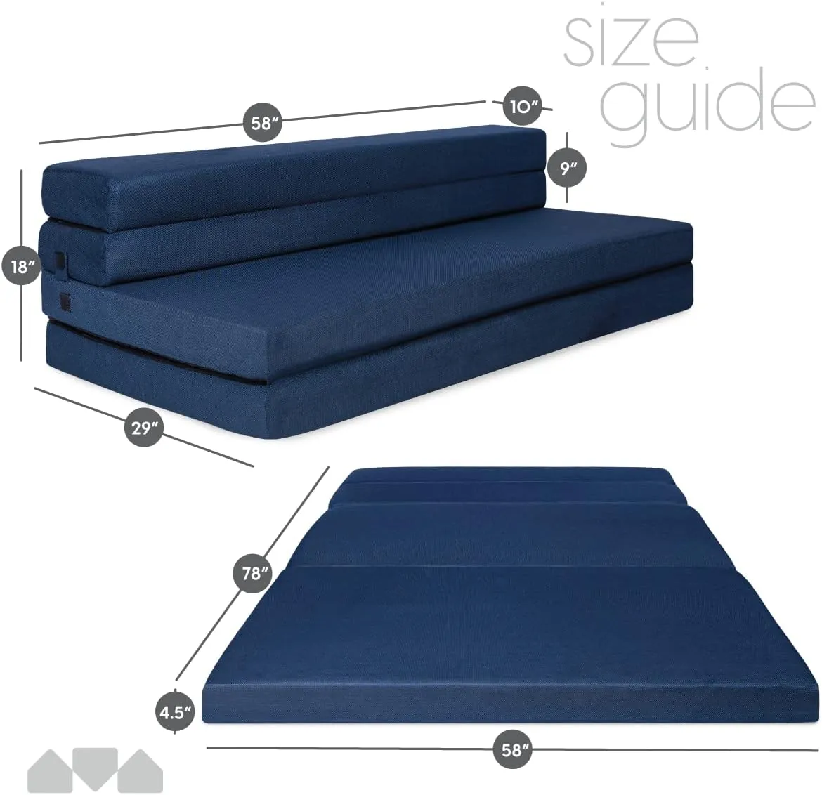 Milliard Tri-Fold Foam Folding Mattress and Sofa Bed for Guests- Queen Size (78"x58"x4.5")