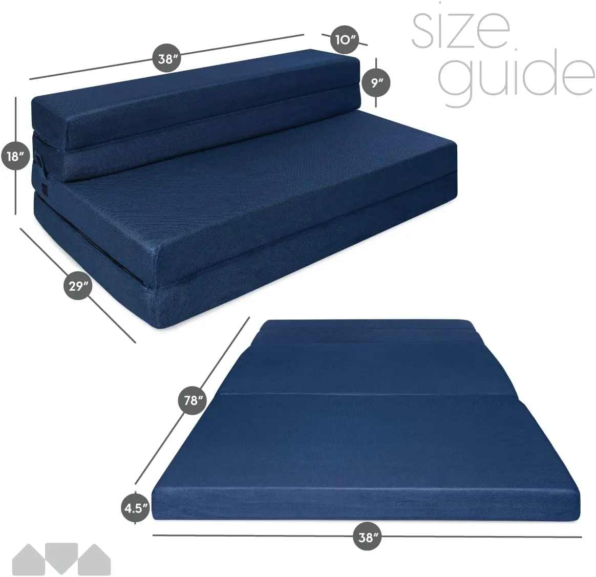 Milliard Trifold Mattress and Sofa Bed for Living Room, Sleeping, Camping | Twin XL Size, Folding Chair Bed with Washable Cover, Floor Couch for Adults, Convertible Sleeper Chair